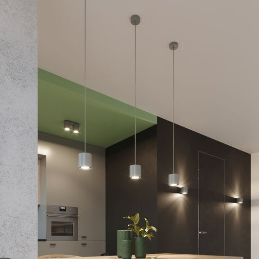 Moderne grijze cilindrische plafondlamp salon – Model Norvion