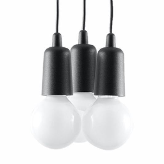 Minimalistische zwarte hanglamp 3-lichts – modèle Elvaris