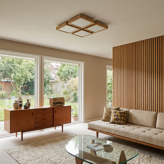 Plafonnier LED Rectangulaire Bois Naturel pour Intérieurs Apaisants – Zéphira