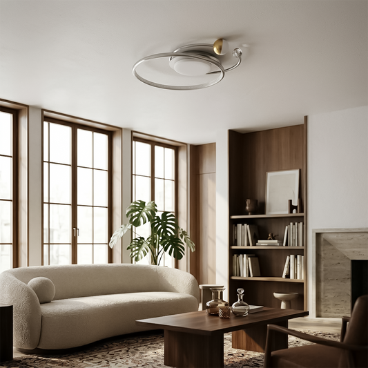 Lustre LED moderne en aluminium doré pour salon – Alumorio