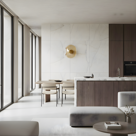 Premium Wandlamp Glas en Steen voor Ruimtes 5-10m² – Amber Glans