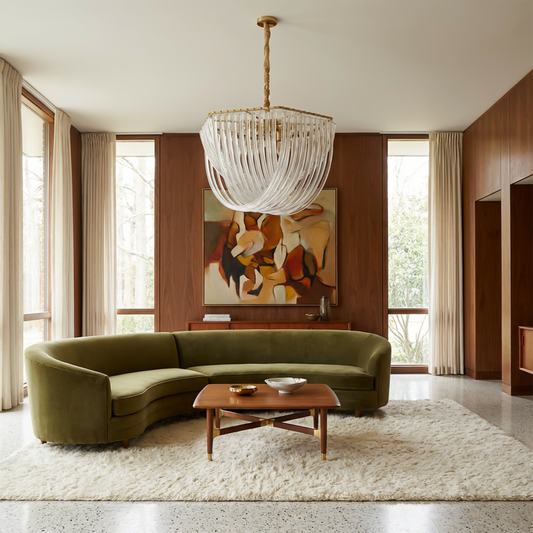 Modern U-shaped glass chandelier for living room β Auralise
