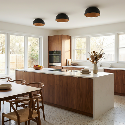 Plafonnier moderne en métal noir et bois – Maderique