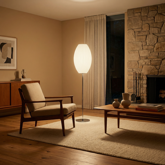 Moderne vloerlamp in zijde voor woonkamer – Sericéa