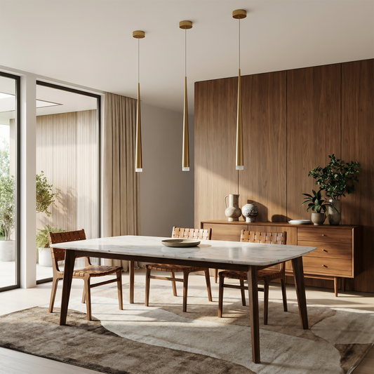 Suspension LED Compact en Nickel Brossé pour Espaces Intérieurs – Flèche Dorée