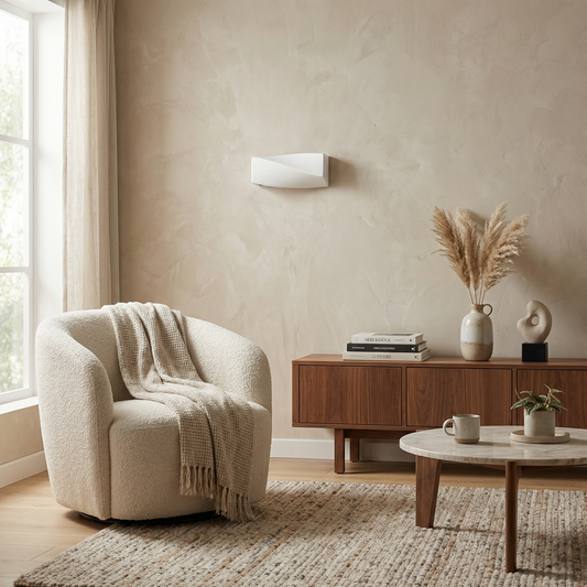 Moderne Witte Keramische Wandlamp – modèle Arcanis