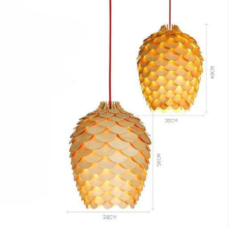 Suspension luminaire bois sculpté nature forme arrondie Orena - vue 12