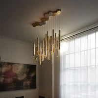 Lustre LED Moderne en Acier Brossé pour Salon – Séraphine