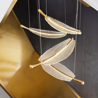 Lustre LED en Cristal à Feuilles pour Salon et Escalier – Caeluxia