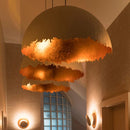 Art-Déco-Hängeleuchte Chrom-Finish Kühnes Design – Scharlachrote Leuchte