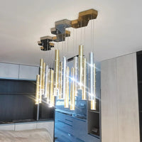 Lustre LED Moderne en Acier Brossé pour Salon – Séraphine