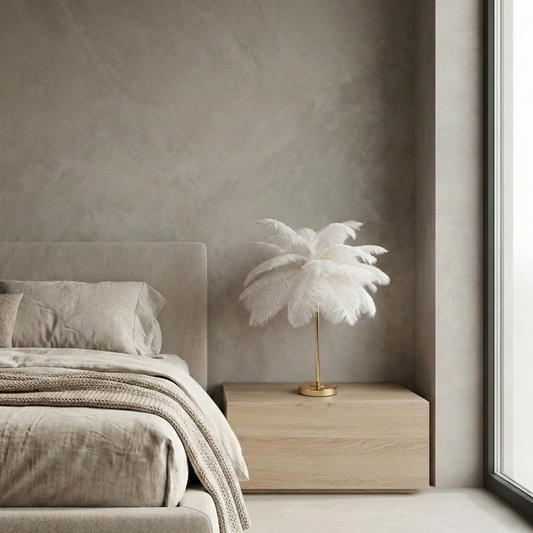 Oplaadbare Decoratieve Tafellamp met Veren – Spolverino