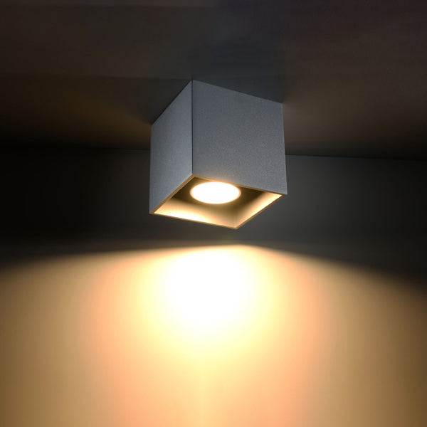 Modern gray aluminum cube ceiling light – Arkanis model
