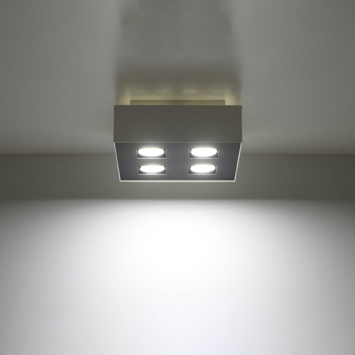 Minimalistische vierkante plafondlamp met 4 spots wit – Model Asterion