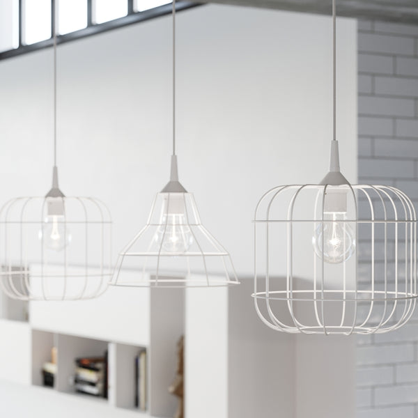 Pendant cone white steel modern - Model Althenia