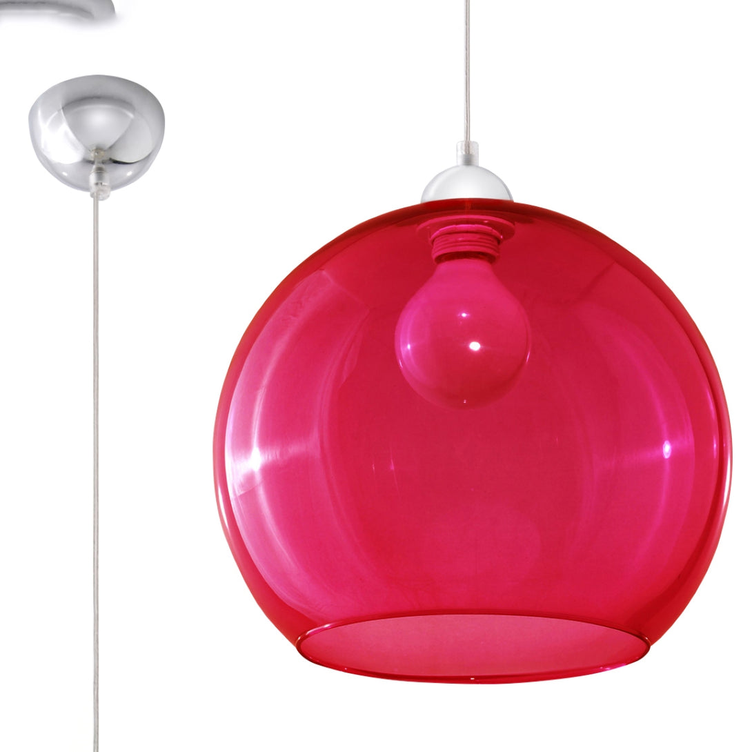 Suspension boule verre rouge minimaliste – modèle Arcania