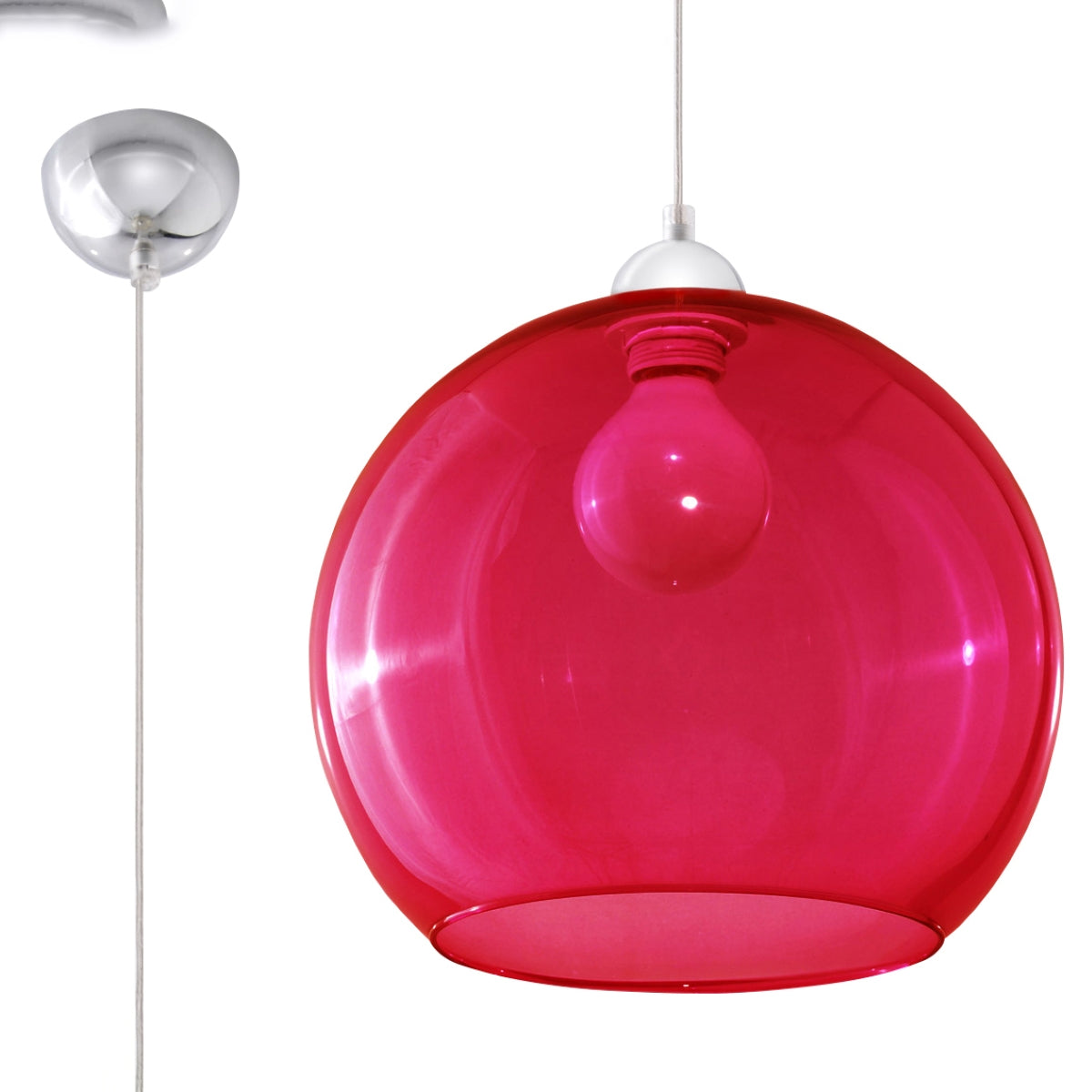 Suspension boule verre rouge minimaliste – modèle Arcania