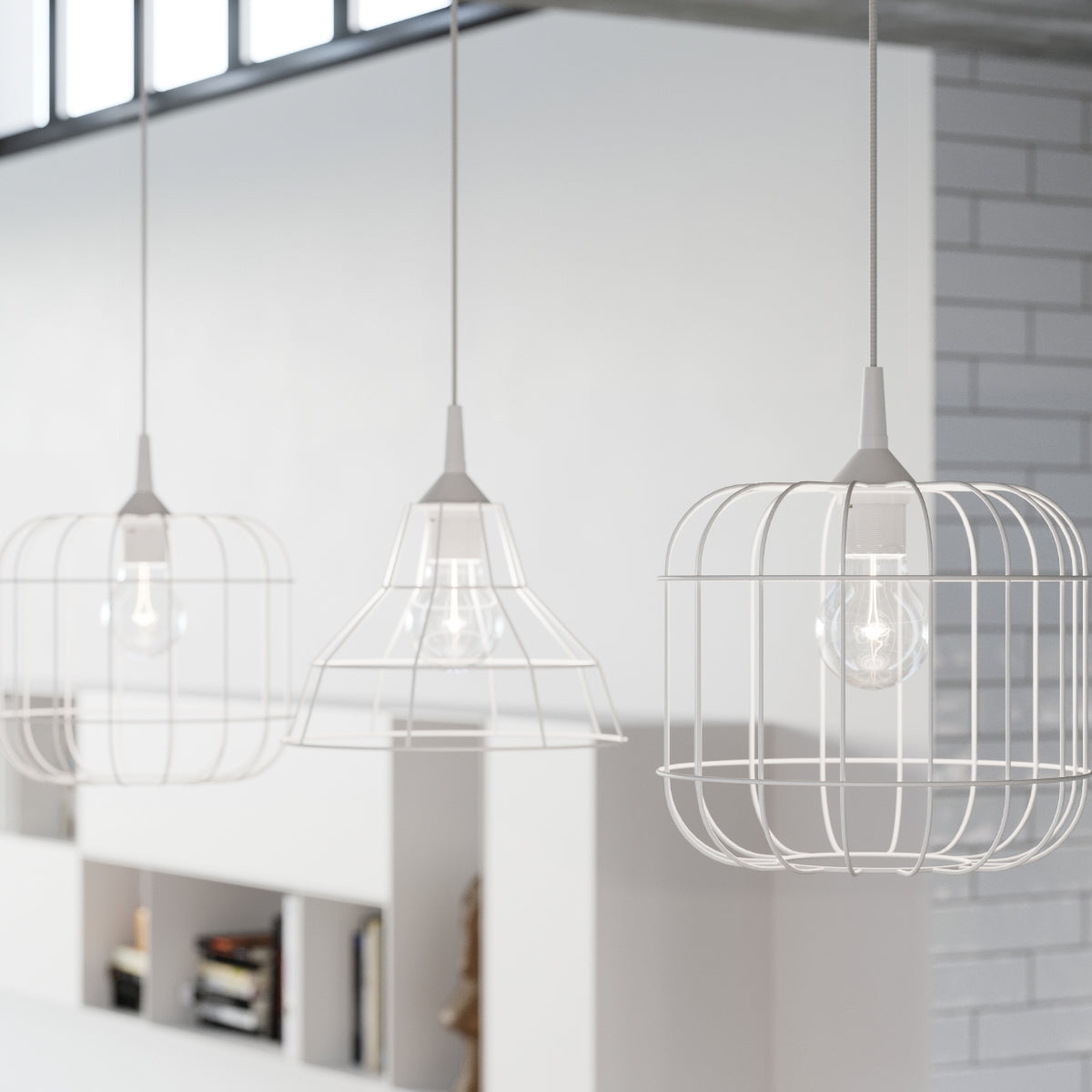 Adjustable white geometric pendant light – Selvaria model