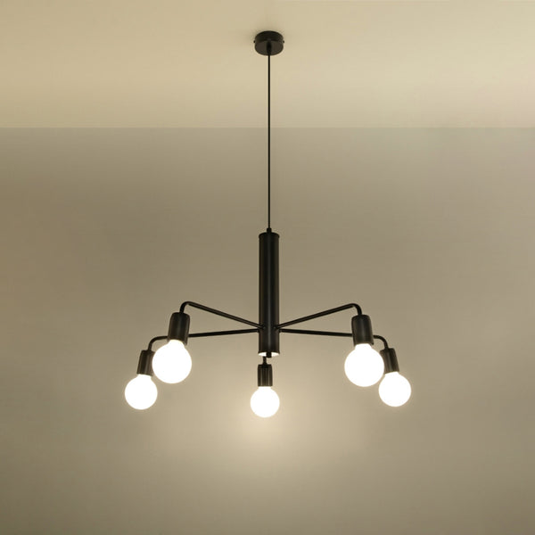 Industriële zwarte hanglamp 5 lampen woonkamer – Model Arkanis