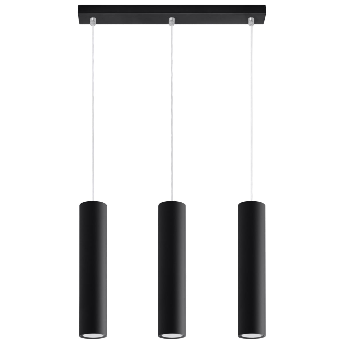 Suspension cylindrique noire 3 lumières – modèle Arothis