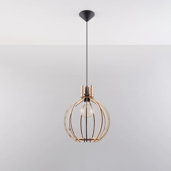 Scandinavische hanglamp van natuurlijk hout voor de woonkamer – model Arvendia