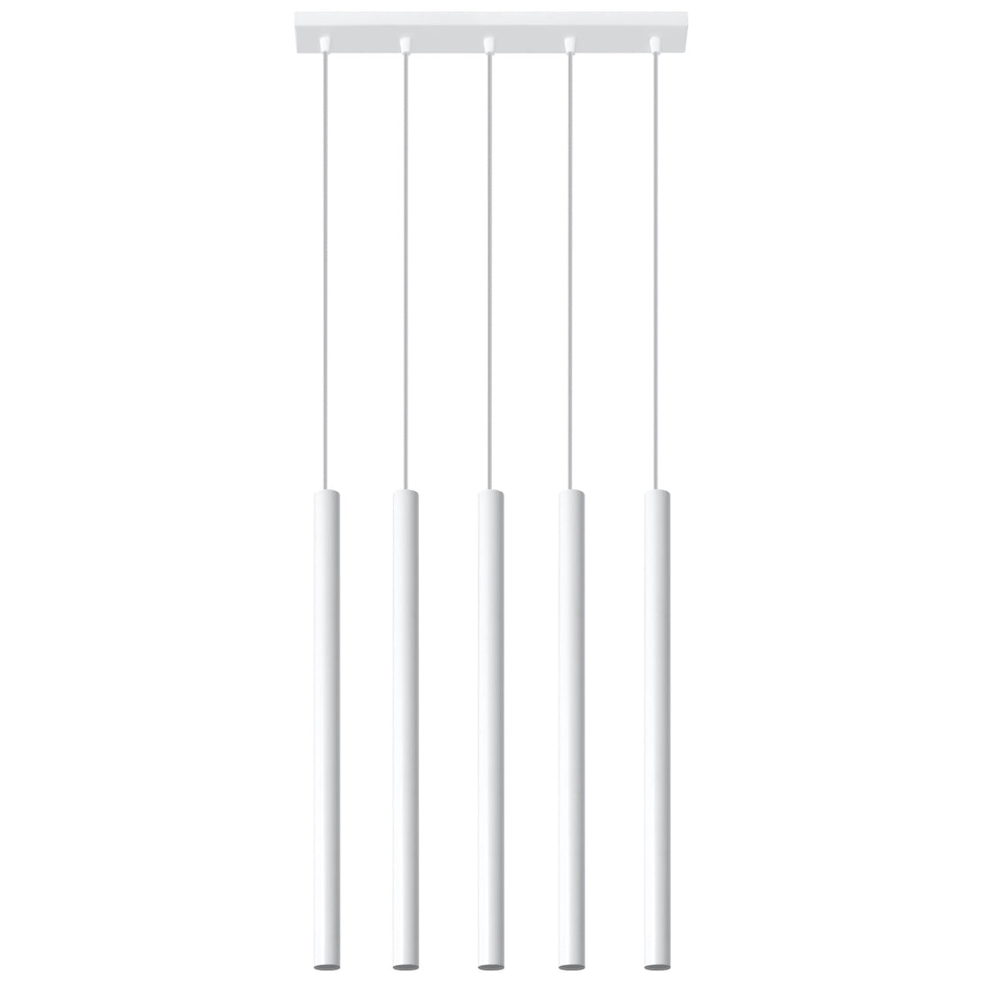 Suspension cylindrique blanche 5 feux salon – modèle Arvénis