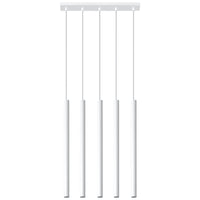 Suspension cylindrique blanche 5 feux salon – modèle Arvénis