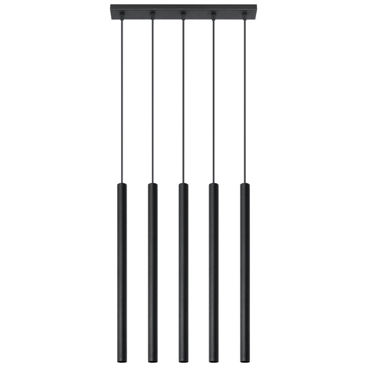 Zwarte stalen buishanglamp 5-lichts – modèle Arcania