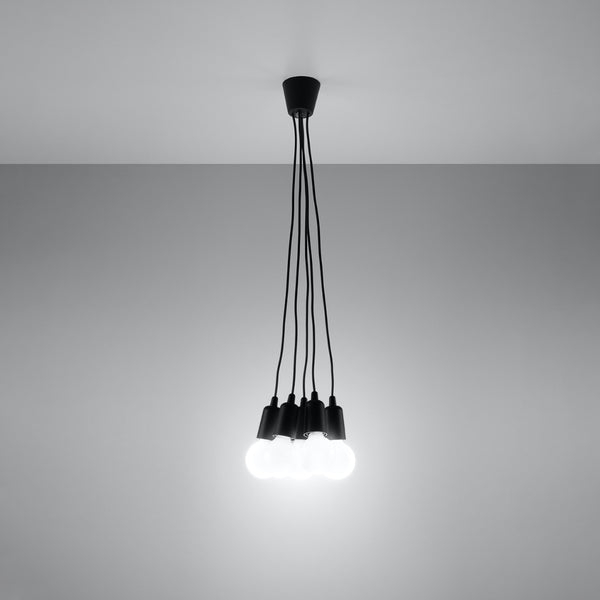 Minimalistische zwarte hanglamp met 5 lampen – Model Norezio
