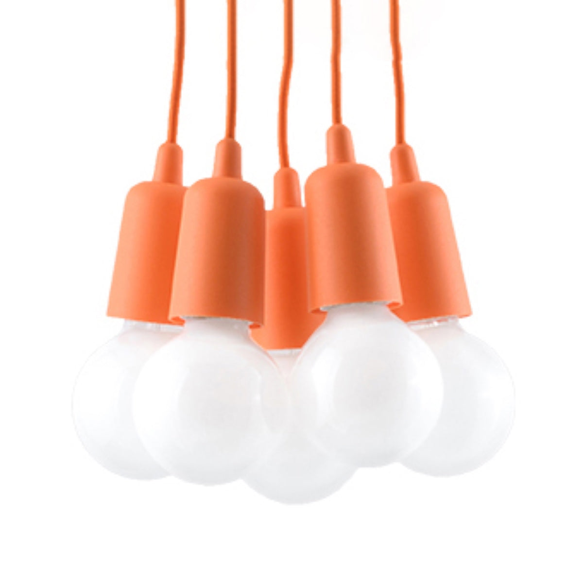 Suspension minimaliste orange 5 lumières – Modèle AURELIOX