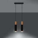 Modern black wood pendant light, 2 bulbs – Norvane model
