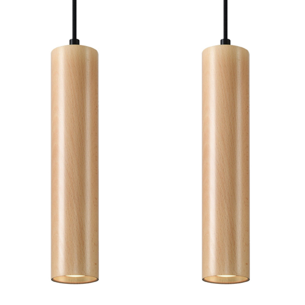 Suspension bois naturel scandinave 2 lumières – Nørvaya