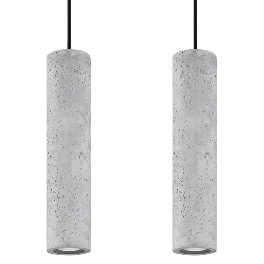 Suspension béton gris industriel 2 lumières – modèle Asterion