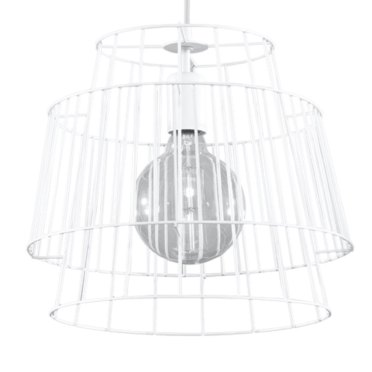 Industriële witte metaaldraadhanglamp – Modèle Arcanis