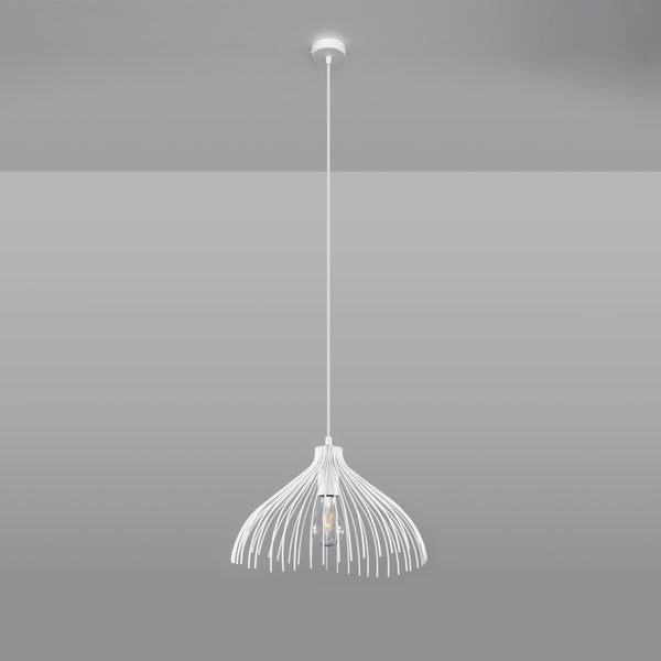Industrial white steel pendant light - Zyralis model