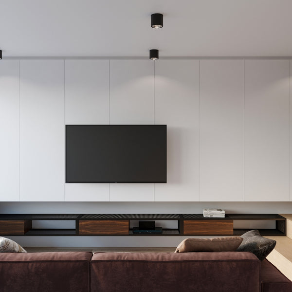 Moderner schwarzer zylindrischer Deckenleuchter – Modell Norexis