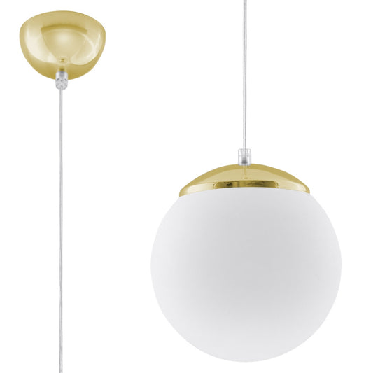Hanglamp bol glas wit en goud voor woonkamer – Modèle Elyone