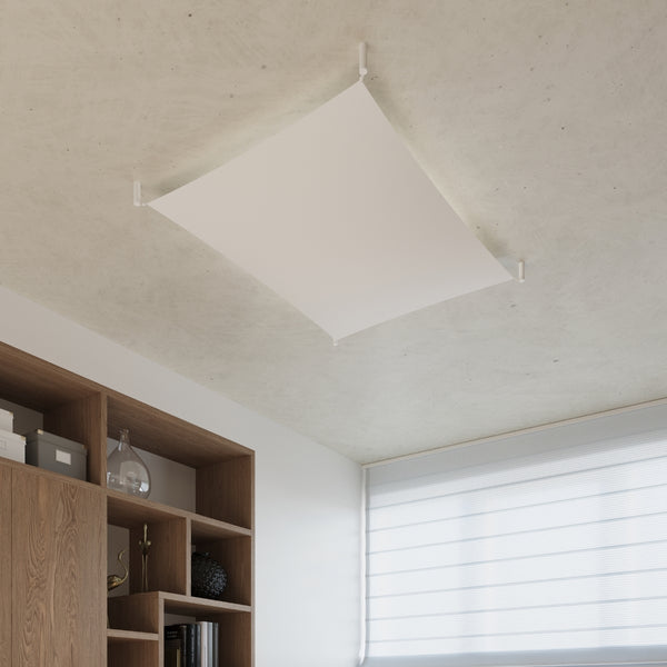Minimalist white fabric ceiling light for living room – Orphéa model