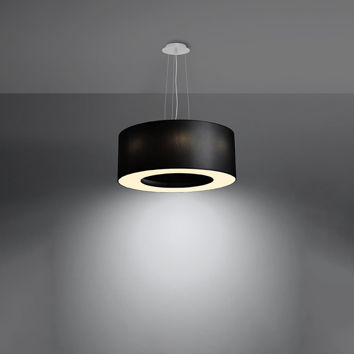 Minimalistische zwarte plafondlamp voor woonkamer – model Soleny