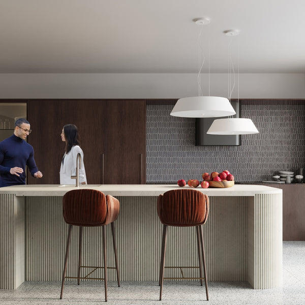 Minimalistische witte plafondlamp voor de woonkamer – model Arvandia