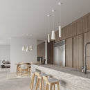 Hängelampe aus weißer Keramikkegel Wohnzimmer - Modell Lysandra