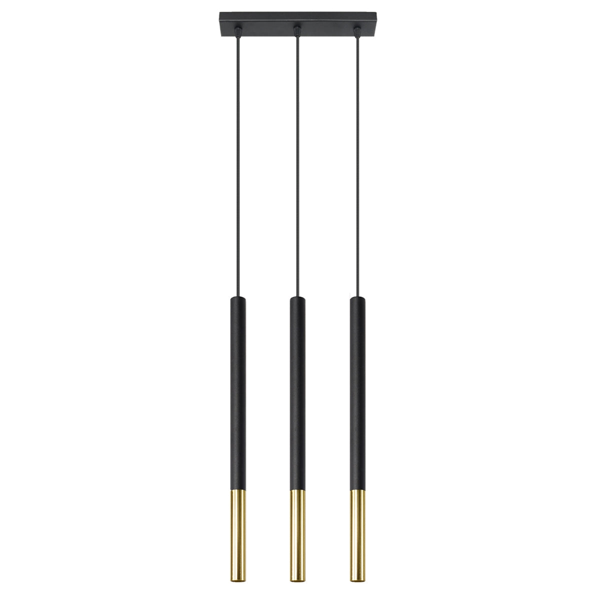 Hanglamp modern zwart en goud 3 lichten – Modèle Orféis