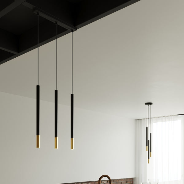 Modern black and gold suspension 3 lights – Orféis model