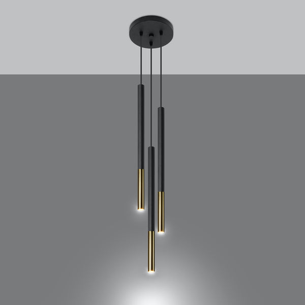Modern black and gold suspension 3 lights – Arcanis model