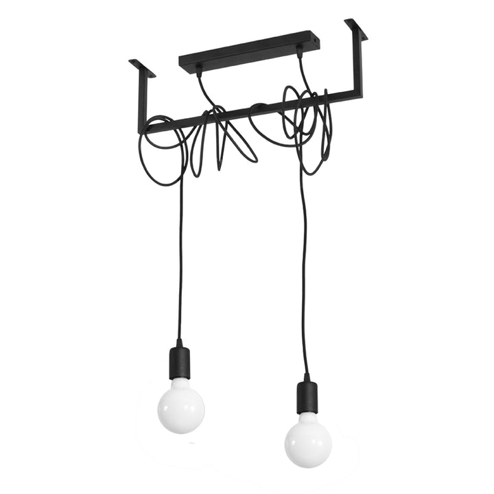 Lustre minimaliste noir 2 lampes – modèle Valenciae
