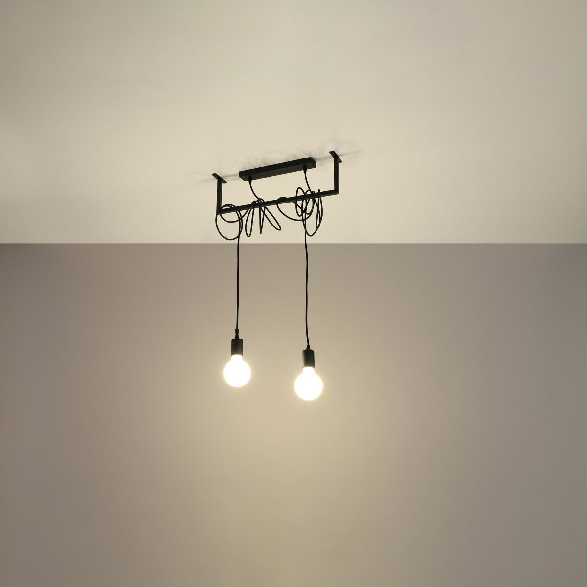 Minimalist black chandelier 2 lights – Valenciae model