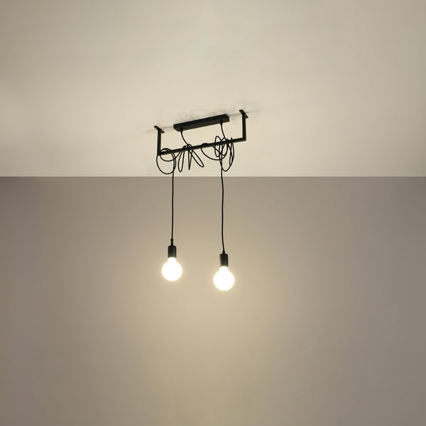 Minimalist black chandelier 2 lights – Valenciae model