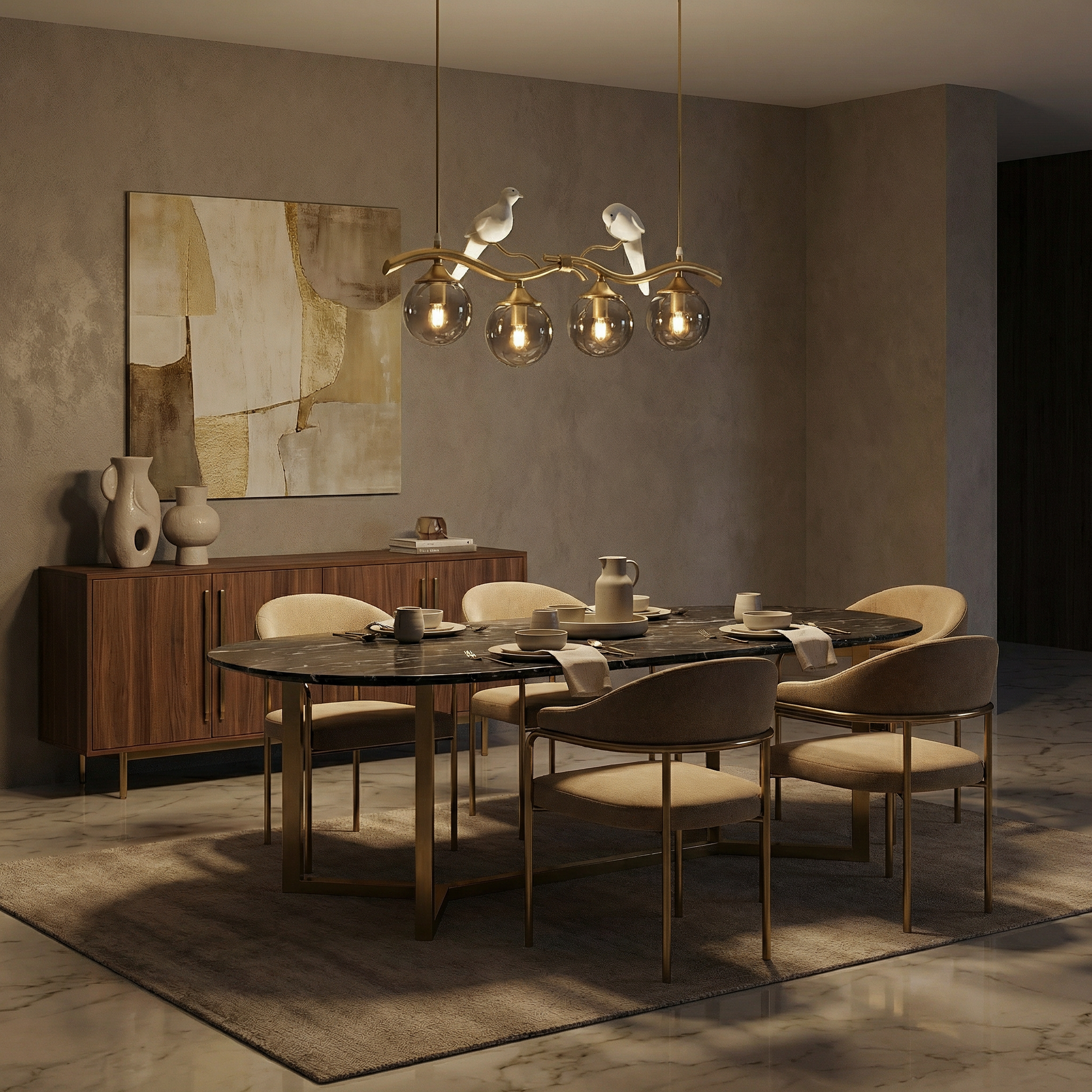 Kroonluchter Bamboe Metaal LED Modern Ontwerp – Malaria