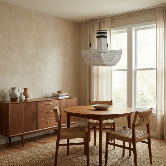 Moderne Zwart-Wit Hanglamp voor Woonkamer – Zébrano