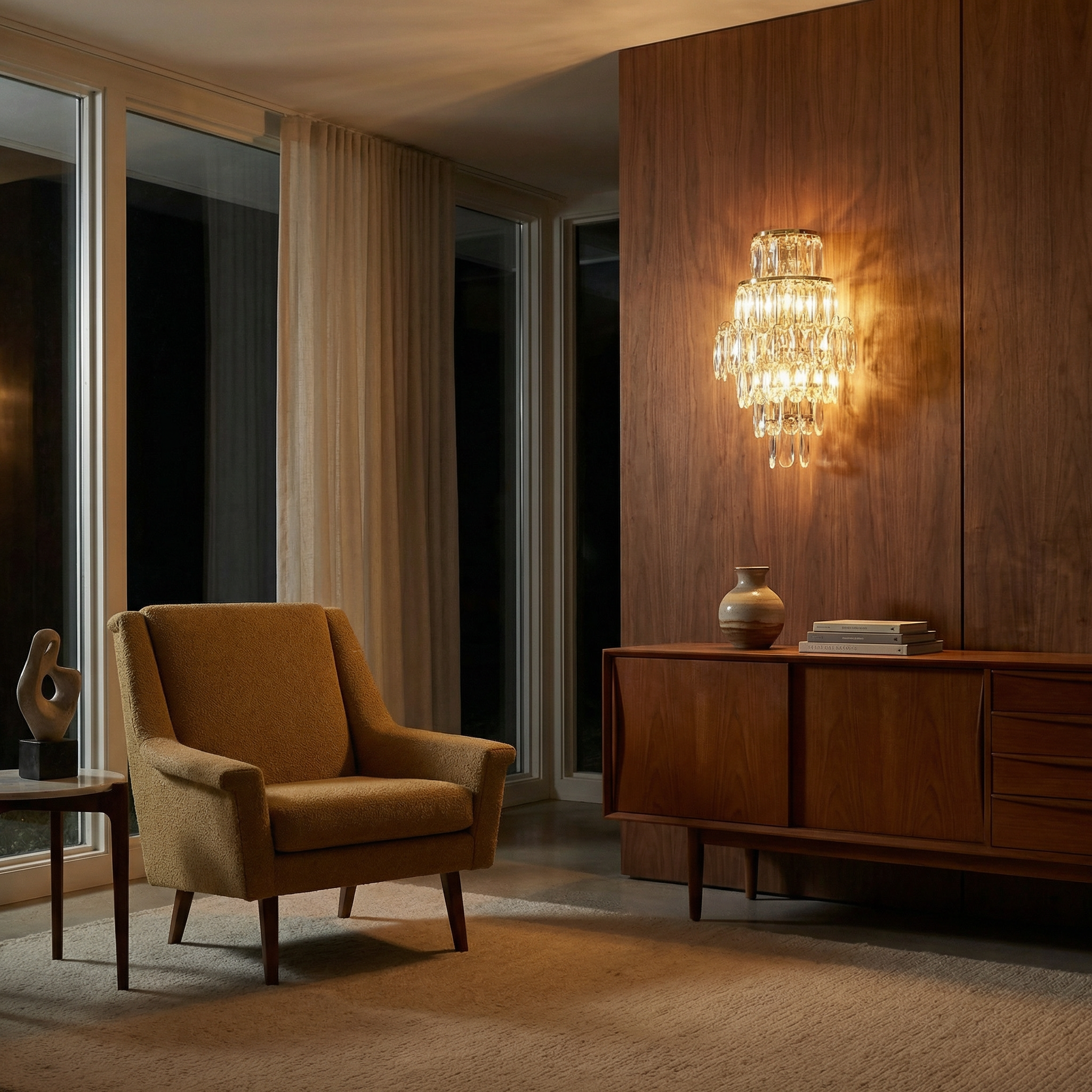 Applique murale en chrome et cristal pour salon – Cristarène